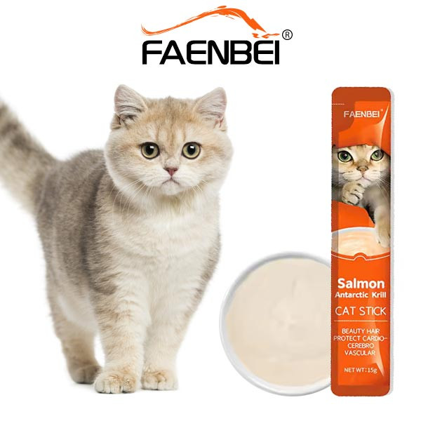 بستنی گربه فنبی با طعم سالمون و میگو ـ Faenbei Care Cream Treat