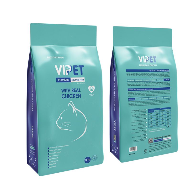 غذای خشک گربه بالغ وی پت با طعم مرغ وزن 10 کیلوگرم _   ۱۰ViPet cat dry food chicken taste