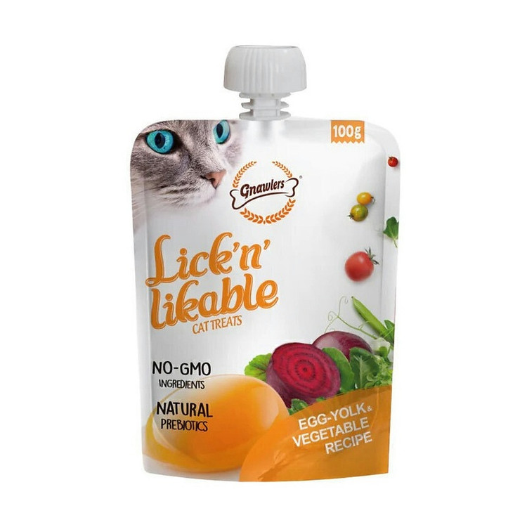 پودینگ گربه گناولرز با طعم زرده تخممرغ و سبزیجات وزن 100 گرم _ Gnawlers Lickable Cat Treat With Egg Yolk & Vegetables