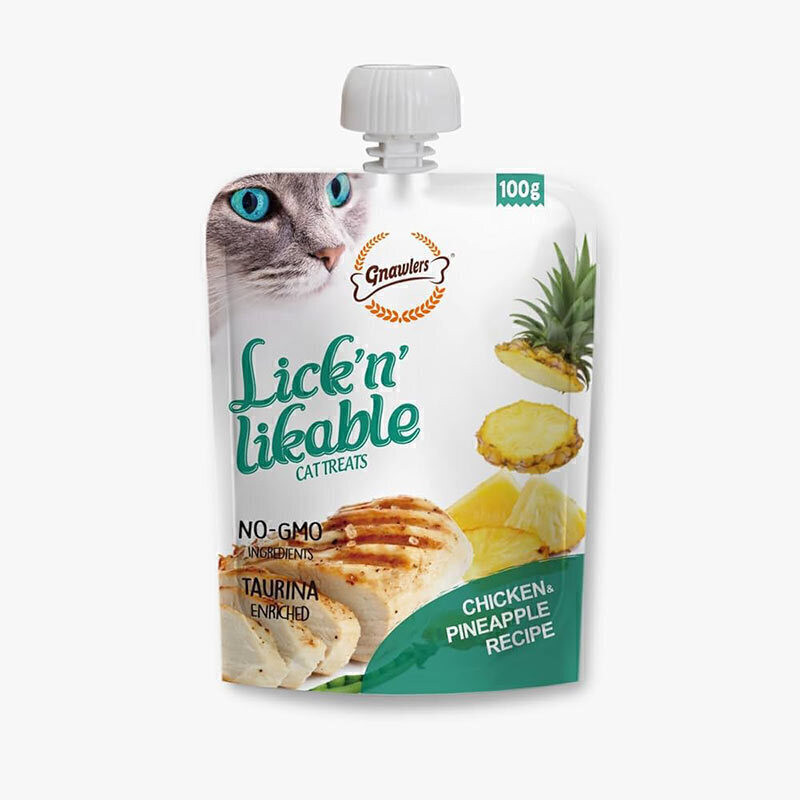 پودینگ گربه گناولرز با طعم مرغ و آناناس وزن 100 گرم _ Gnawlers Lickable Cat Treat With Chicken & Pineapple