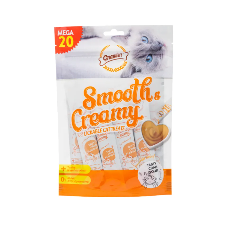 بستنی گربه گنالرز خرچنگ و تائورین _ Gnawlers Smooth & Creamy Lickable Cat Treat Tasty Crab Flavour15g