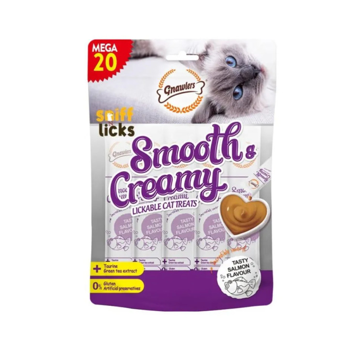 بستنی گربه گنالرز ماهی سالمون و تورین _ Gnawlers Smooth & Creamy Lickable Cat Treat Salmon & Taurine Flavour15g