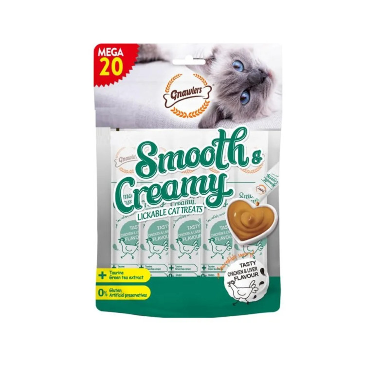 بستنی گربه گنالرز مرغ و جگر و تورین _ Gnawlers Smooth & Creamy Lickable Cat Treat Chicken & Liver Flavour15g