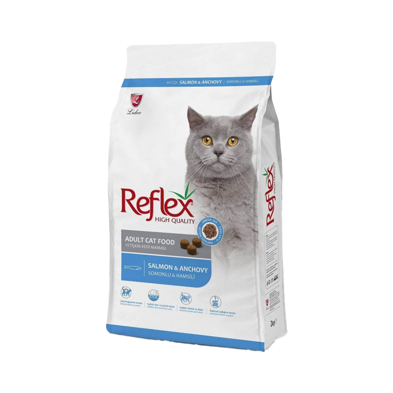 غذا خشک گربه رفلکس ماهی سالمون و ماهی کوکی وزن 15 کیلوگرم _ Reflex Salmon & Anchovy